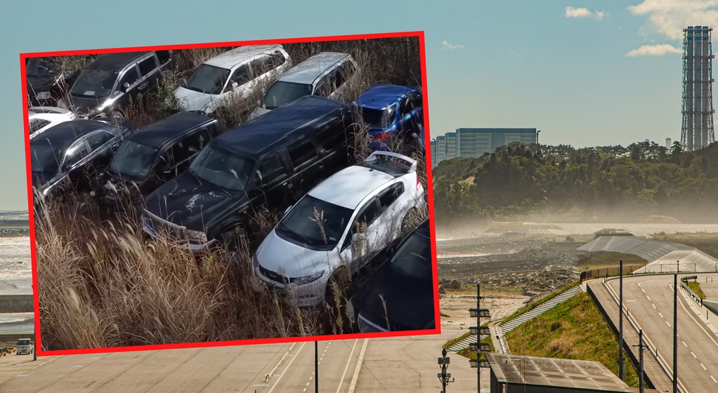 Samochody porzucone w strefie wykluczenia w Fukushimie (screen: Exploring the Unbeaten Path/YouTube)