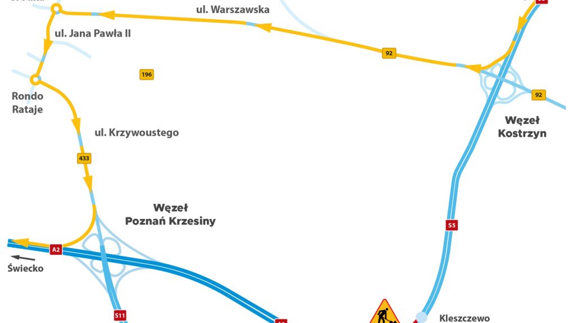 Utrudnienia na trasie A2 i S5. Mapa objazdów