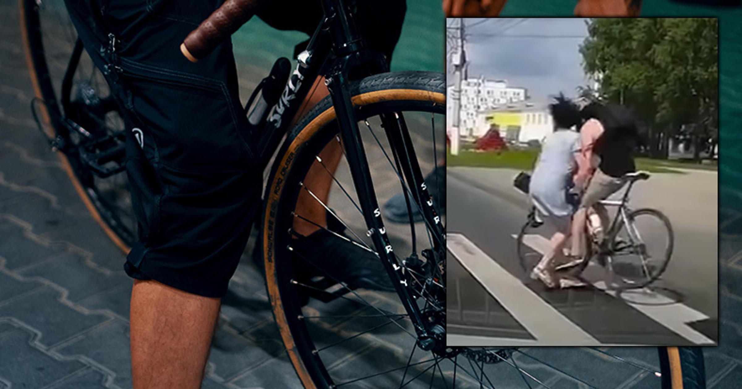 Rowerzysta z impetem wpadł na kobietę (screen: YouTube.com/Kto Ci Dał Prawo Jazdy?)
