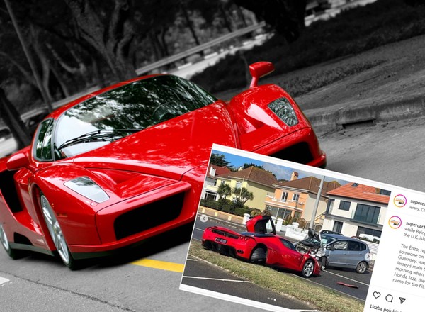 Rzadkie Ferrari Enzo rozbite w Wielkiej Brytanii. Miało kolizję ze zwykłą Hondą