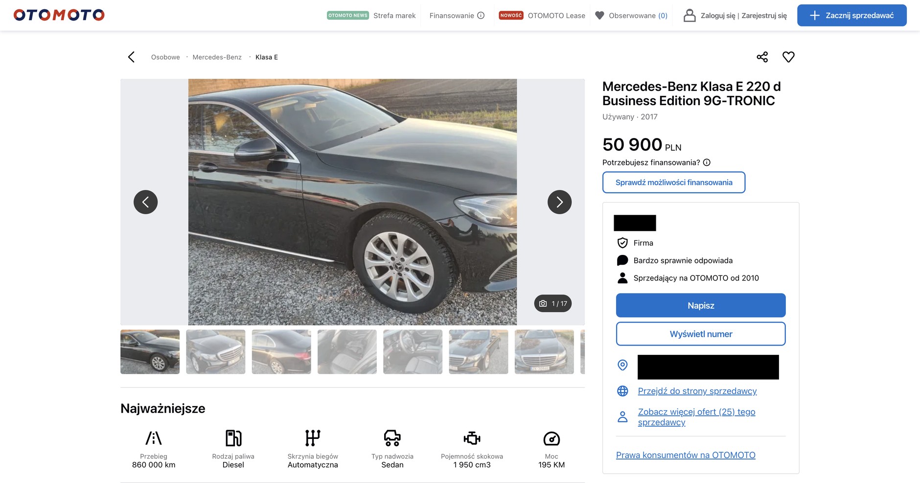 Mercedes W213 z przebiegiem 860 tys. km