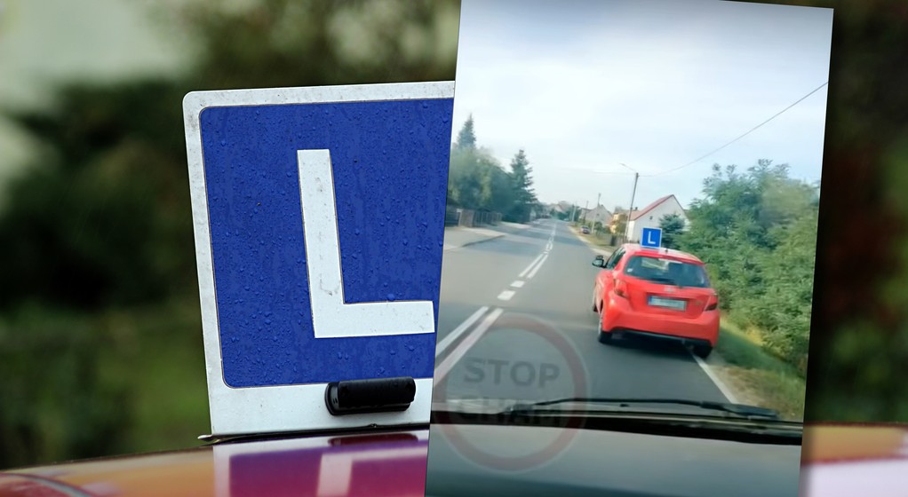 Kursant jeździ samochodem od prawej do lewej