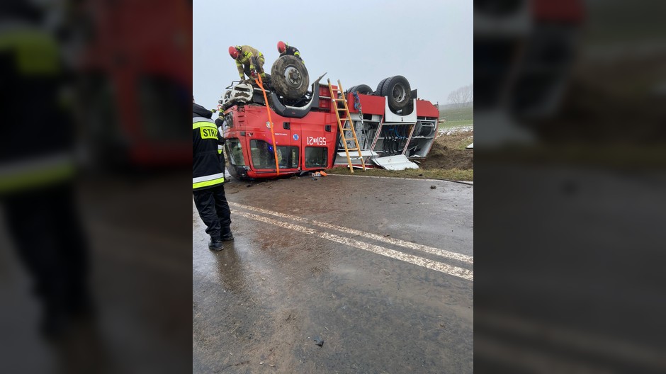 Wypadek samochodu pożarniczego PSP