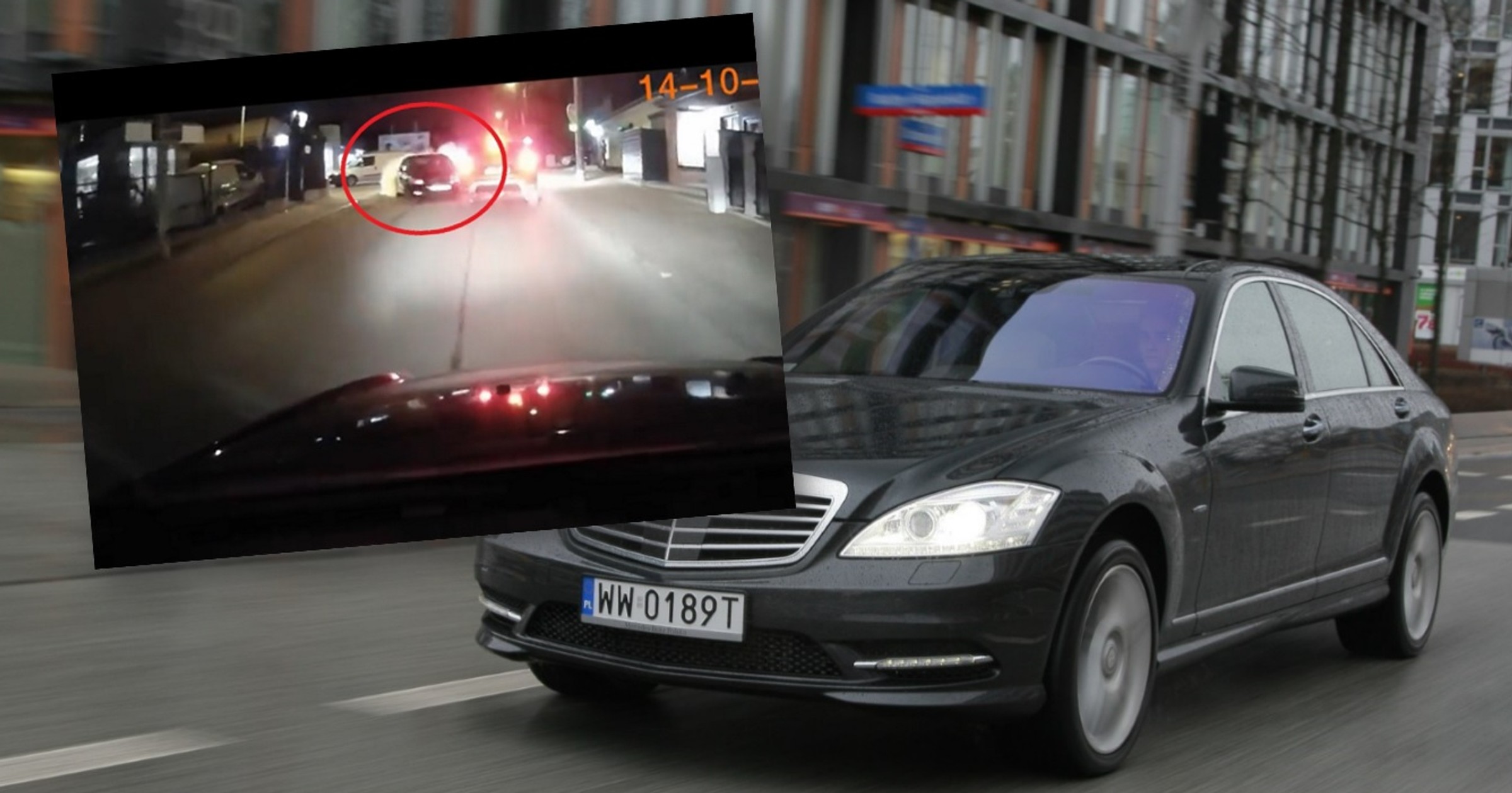 Kierowca Mercedesa Klasy S rozbił się na słupie