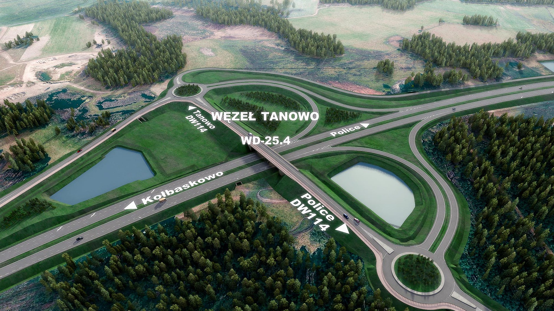 Zachodnia Obwodnica Szczecina; węzeł Tanowo (wizualizacja)
