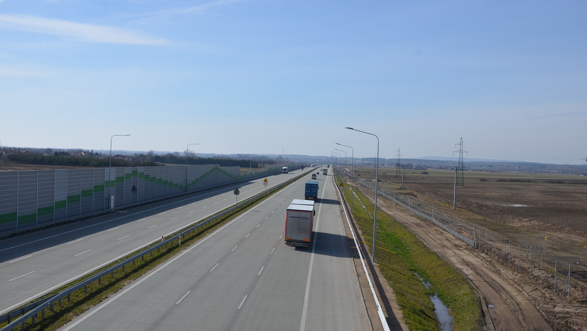 Autostrada A1 z trzema pasami ruchu