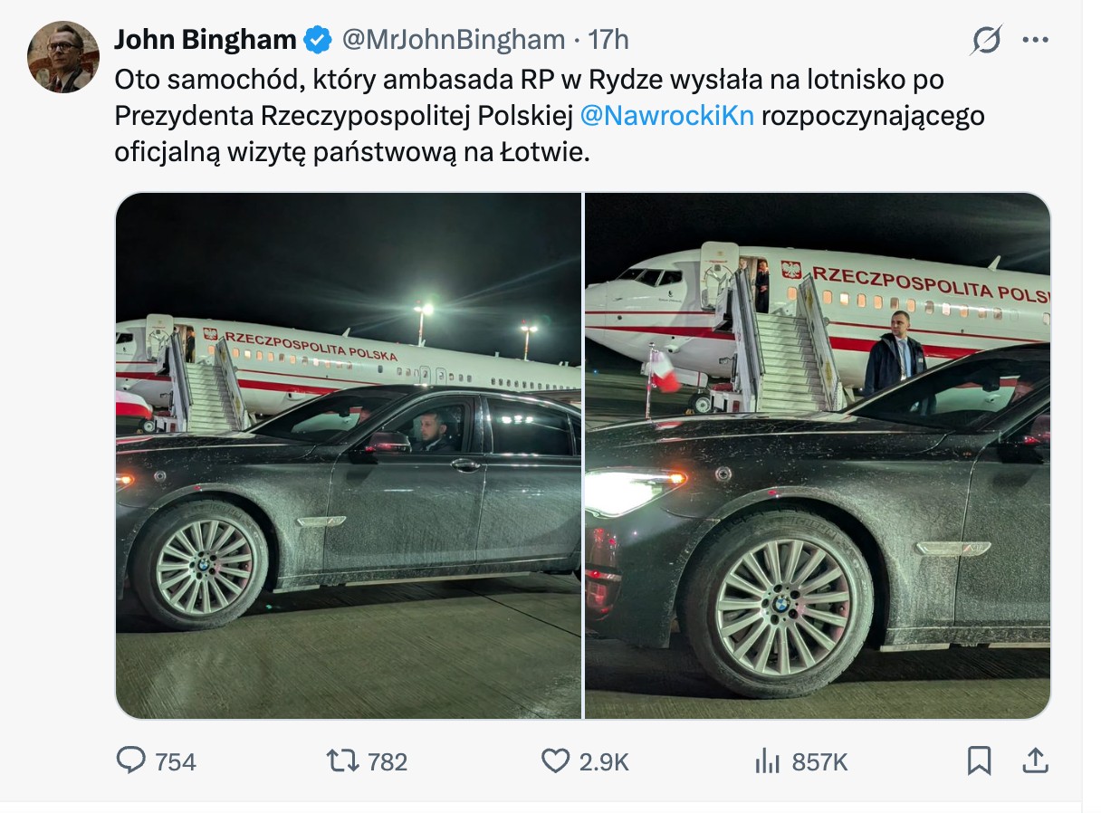 Post o brudnej limuzynie podstawionej prezydentowi został repostowany ponad 700 razy. Dziesiątki tysięcy internautów podało go dalej