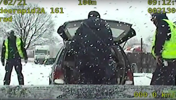 W bagażniku Golfa był pasażer, a na tylnej kanapie... osoba poszukiwana [Nagranie]