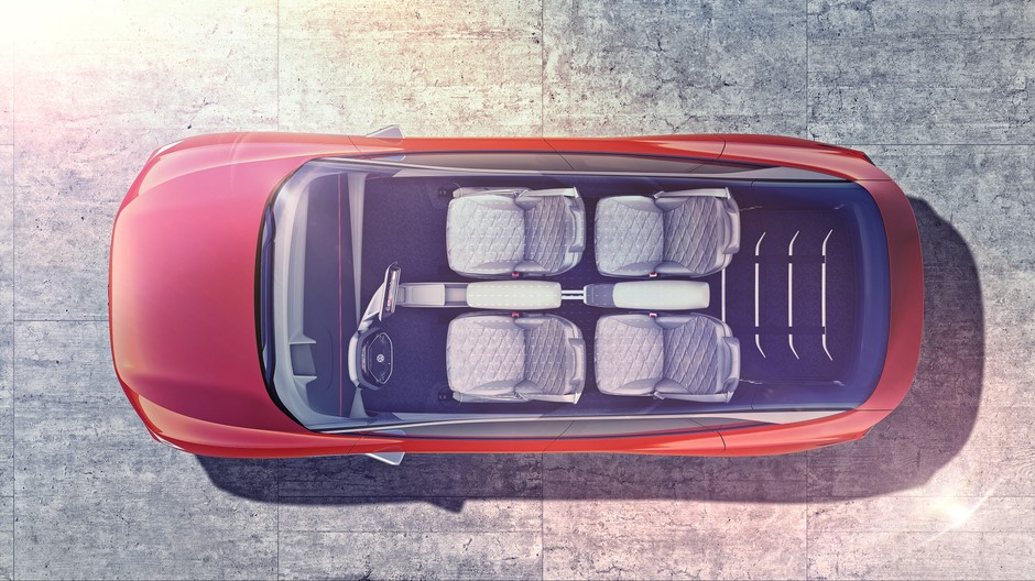 4 miejsca w kabinie konceptu. Zapewne w seryjnym wydaniu będzie więcej. VW ID Crozz