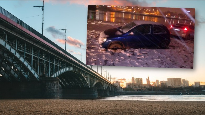 Dwaj młodzi kierowcy zakopali się na plaży w Warszawie