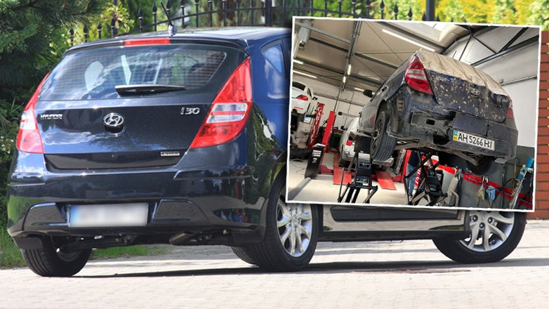 Zniszczony Hyundai i30 z Mariupola. Polacy naprawiają go za darmo