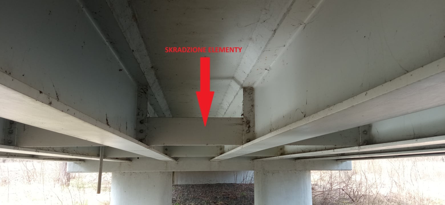 Skradzione elementy konstrukcyjne mostu