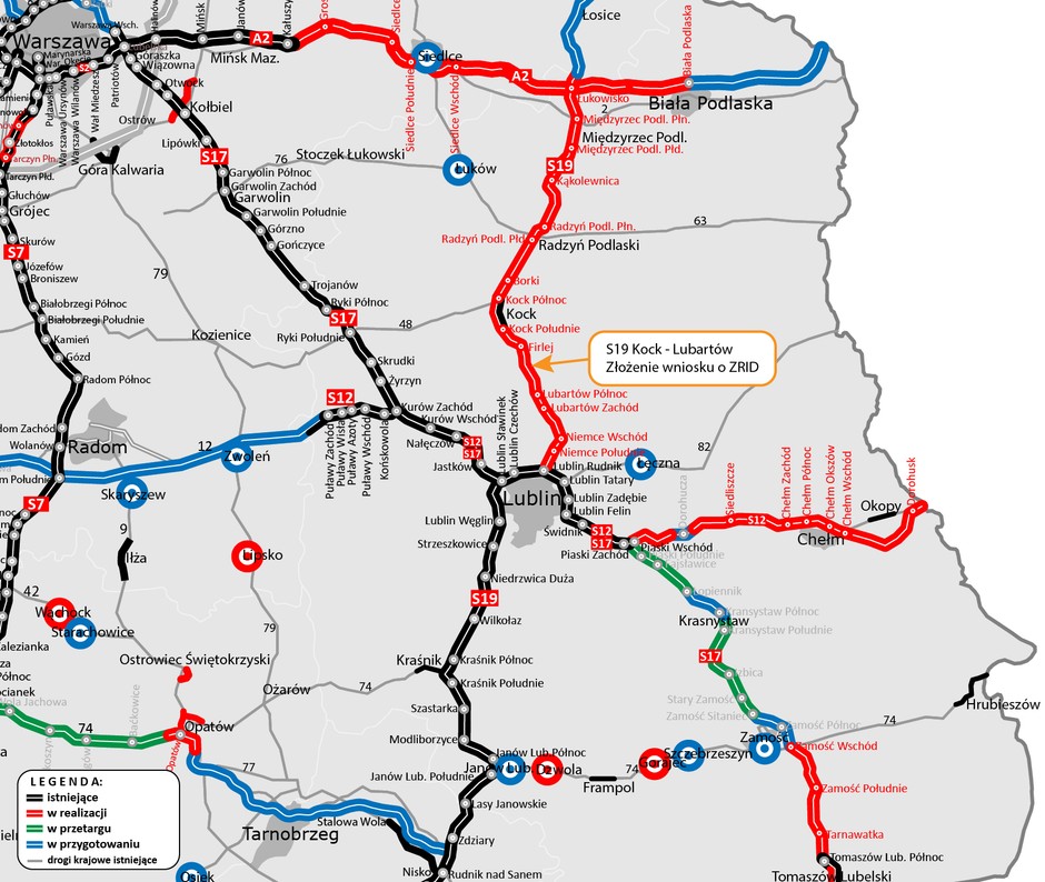 Droga ekspresowa S19 (Via Carpatia) – mapa.