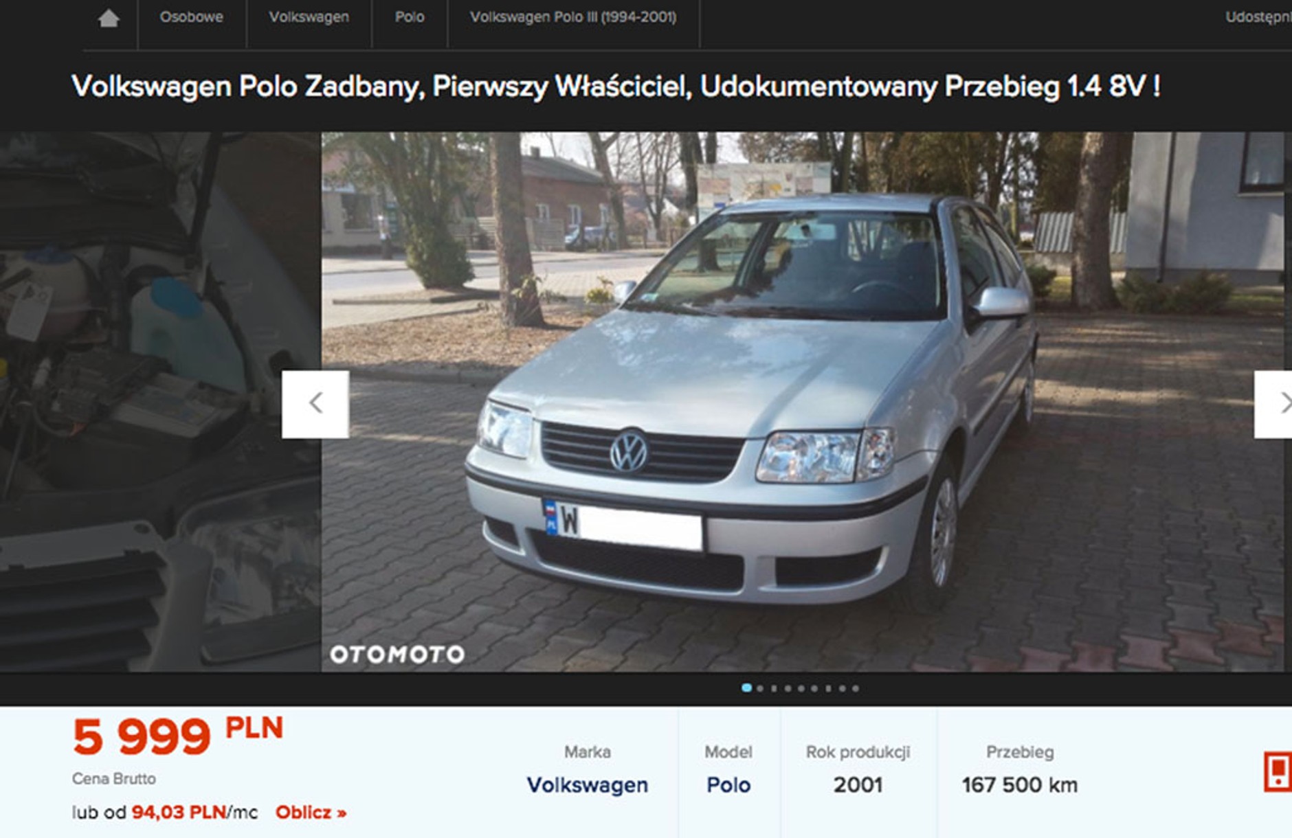 Volkswagen Polo III rok produkcji 2000 cena 5999 zł