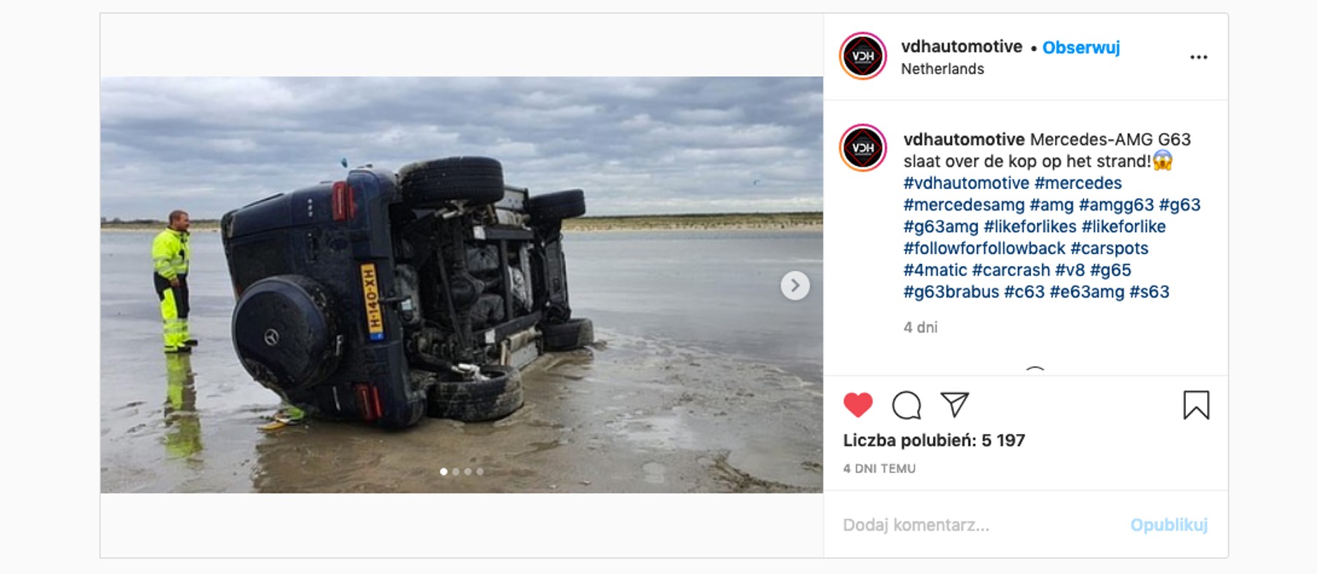 Mercedes-AMG G63 koziołkuje podczas próby driftu