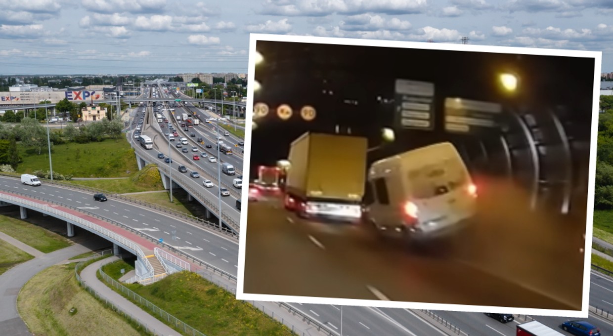 "Tak się kończy bezsensowny pośpiech". Kierowca busa taranuje barierę energochłonną [Nagranie]
