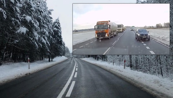 Bezmyślne zachowanie kierowców na DK19. Wyprzedzali kolumnę ciężarówek lewym poboczem! [Nagranie]