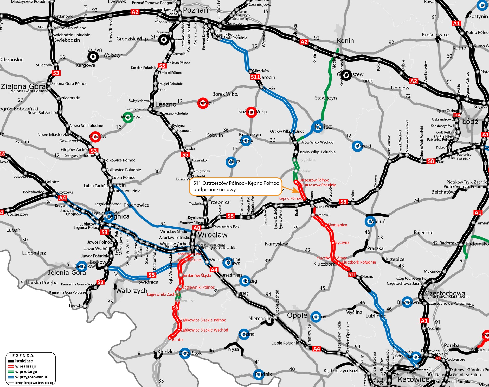 Droga S11 Ostrzeszów Północ - Kępno Północ