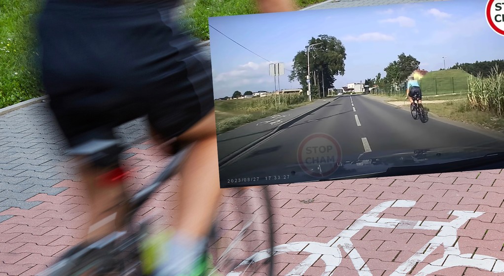 Rowerzysta na jezdni