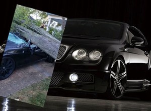 Bentley zmiażdżony przez drzewo - efekt działania speców od wycinki