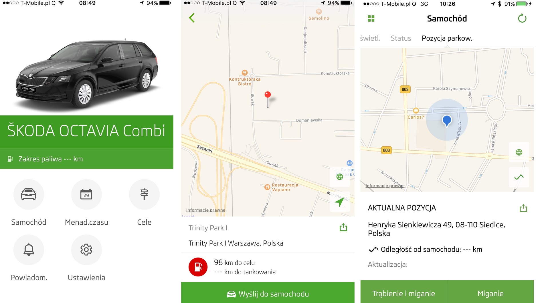 Aplikacja Skoda Connect