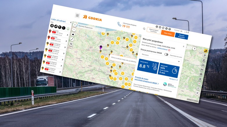 Mapy GDDKiA - polska droga