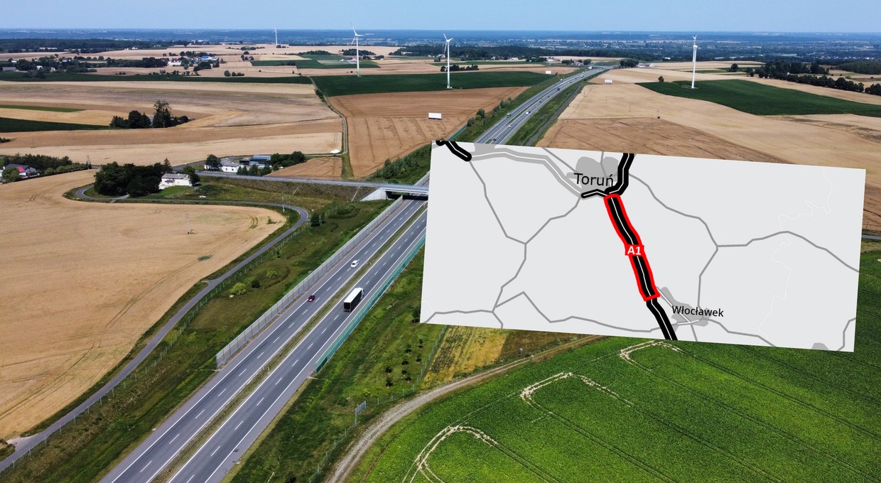 Autostrada A1 pomiędzy Toruniem i Włocławkiem będzie szersza. Rozstrzygnięto przetarg