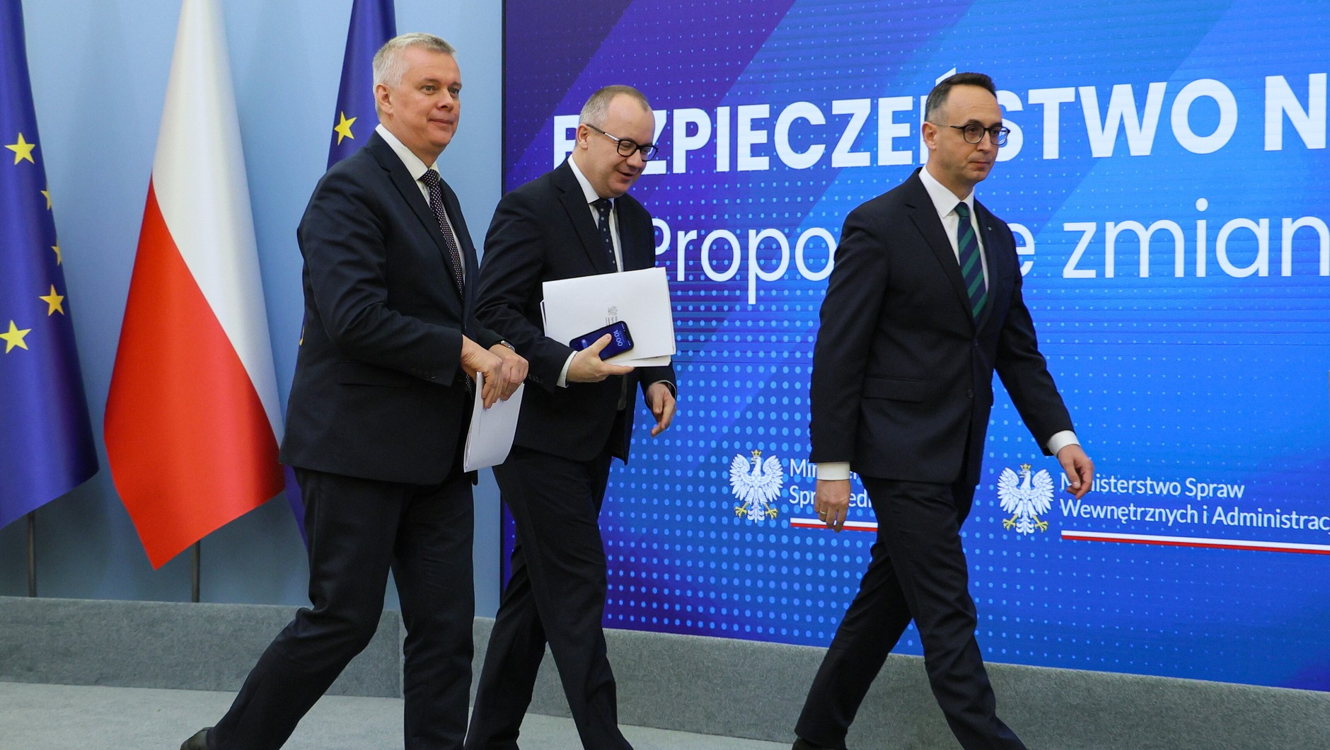 Tomasz Siemoniak, Adam Bodnar i Dariusz Klimczak na konferencji