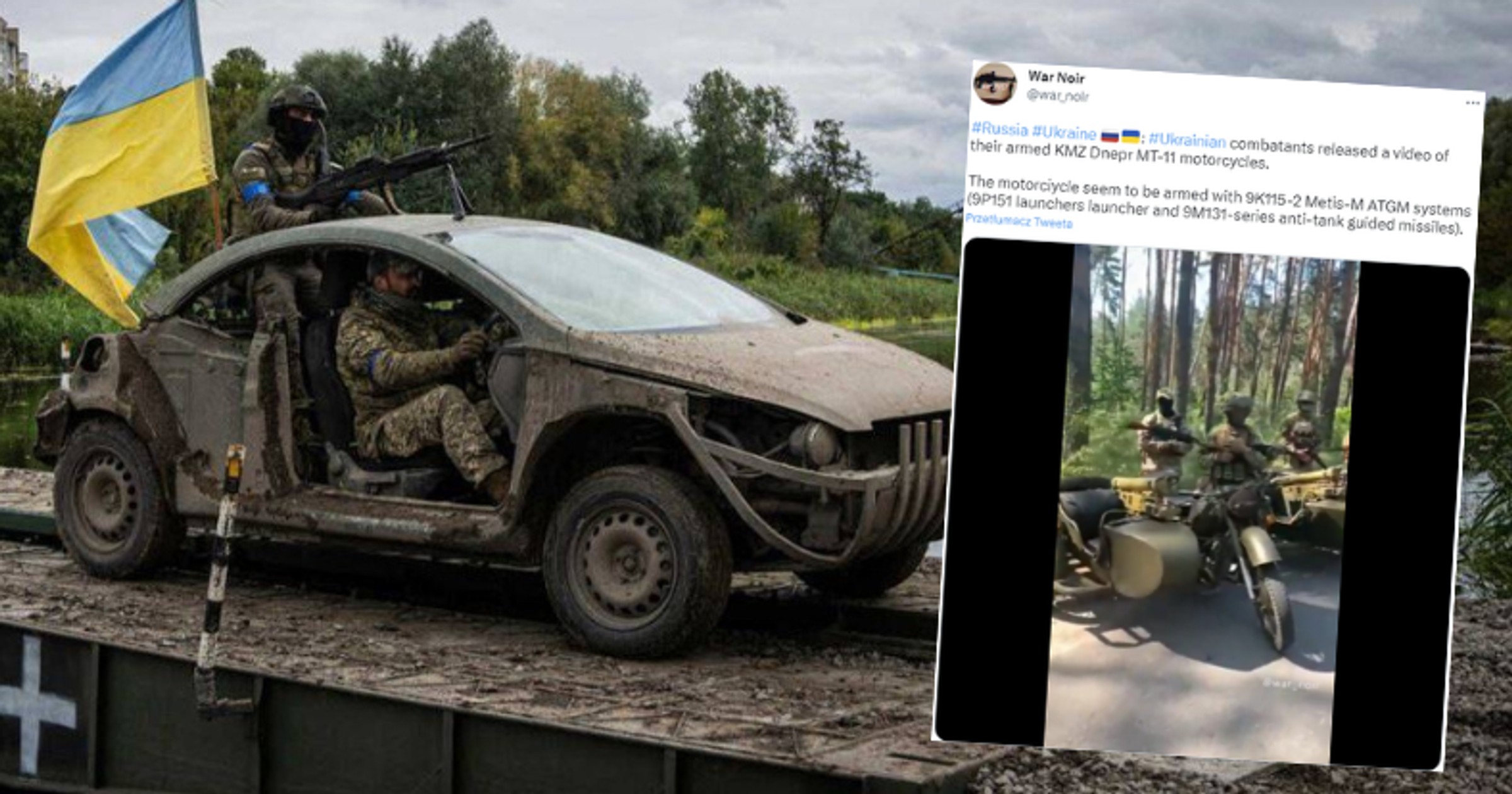 Ukraińcy przerabiali auta osobowe na śmiercionośne maszyny (fot. twitter.com/war_noir)