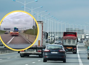 Takiej sytuacji nie spodziewała się na ekspresówce. Kierująca nagle zderzyła się z kanapą