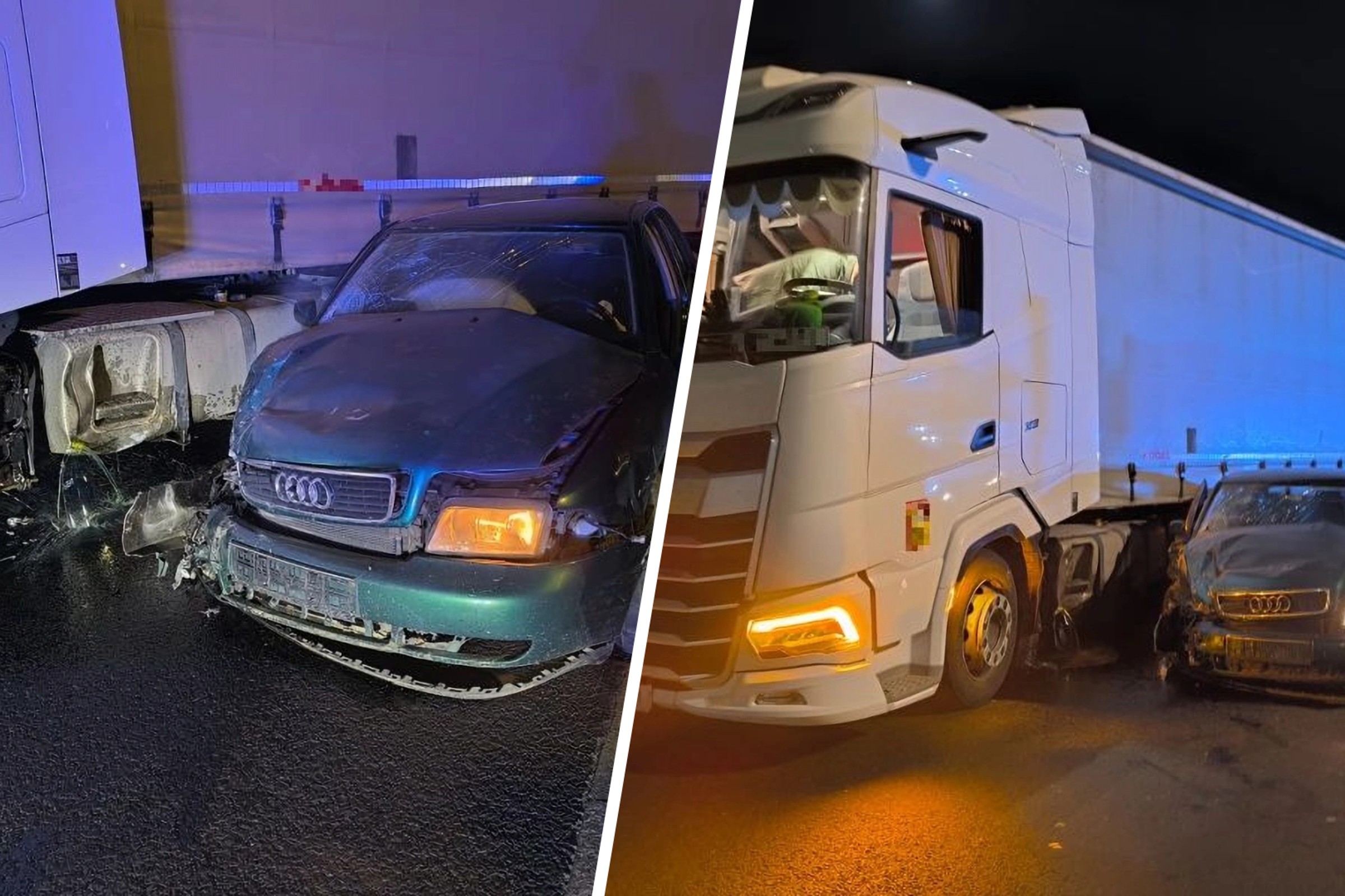 Pijana 17-latka starym Audi wjechała w tira. Wcześniej uciekała przed policjantami