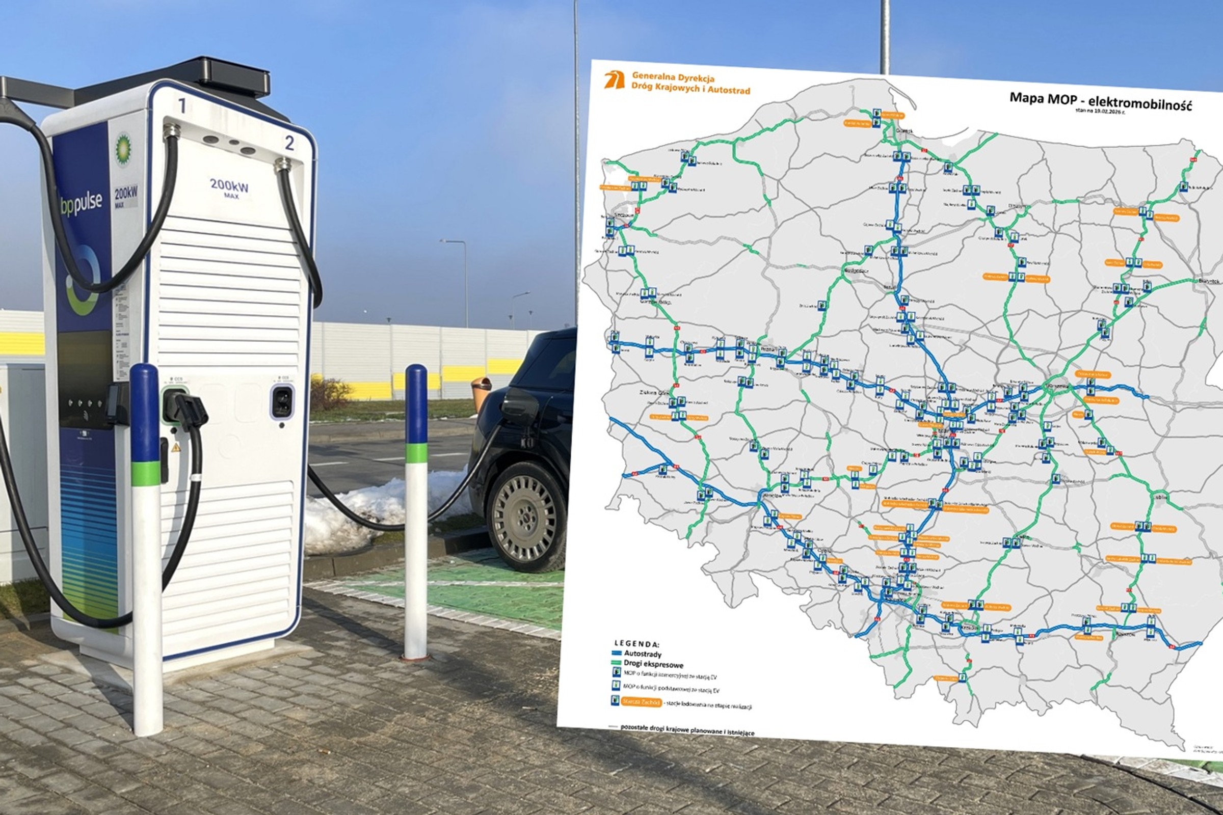 Czy auto elektryczne da się wygodnie naładować w trasie? GDDKiA pokazała mapkę