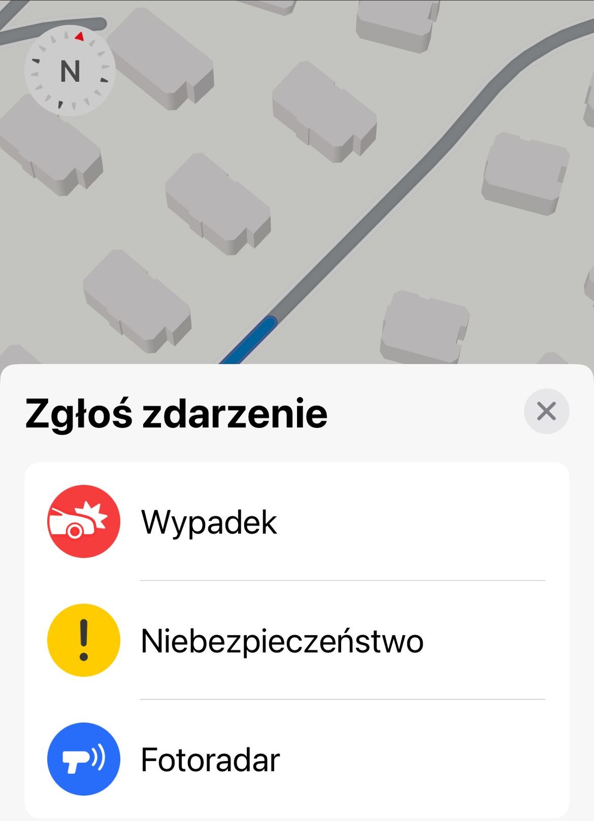 Nawigacja Apple Maps (fragment zrzutu ekranowego)