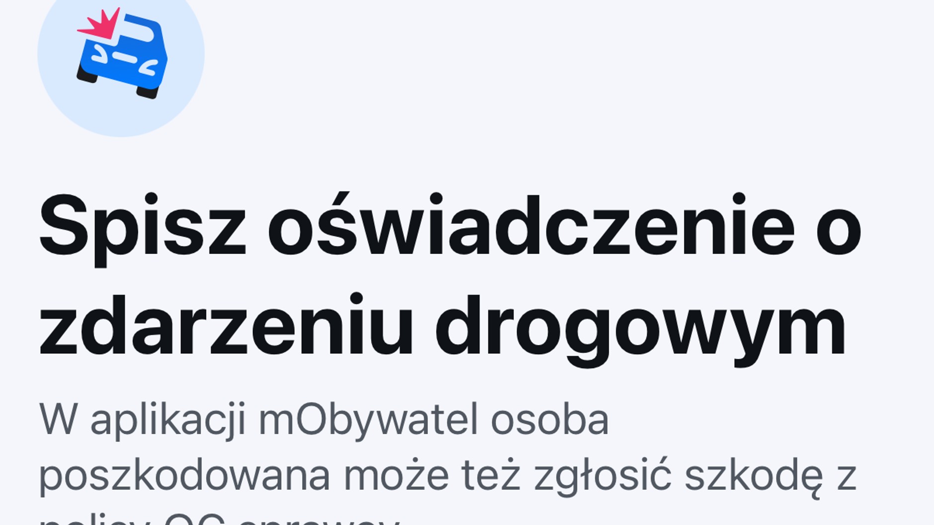 Funkcja mStłuczka w aplikacji mObywatel