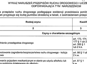 Taryfikator punktów karnych