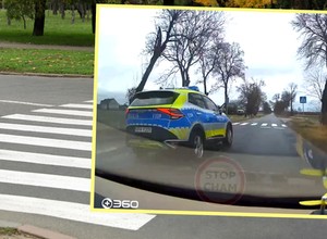 Pirackie zachowanie policji przed przejściem dla pieszych. Wszystko się nagrało
