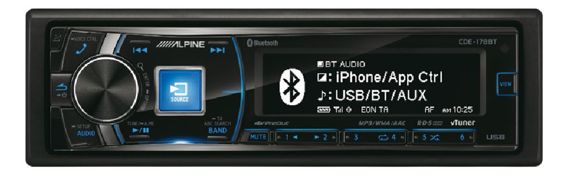 Radiem Alpine CDE-178BT można sterować poprzez aplikację w telefonie z iOS lub Android.