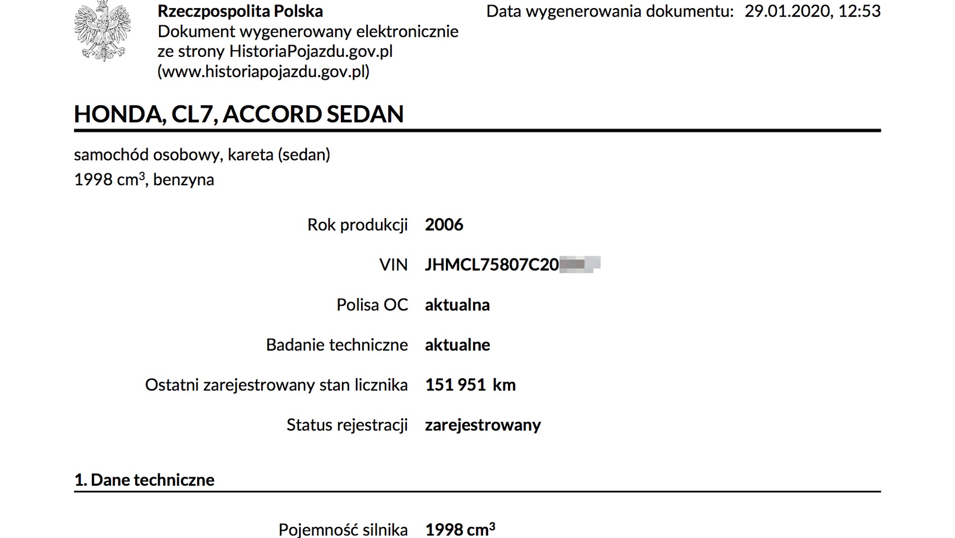 Informacja darmowa: stan licznika na ostatnim obowiązkowym przeglądzie w Polsce (historiapojazdu.gov.pl)