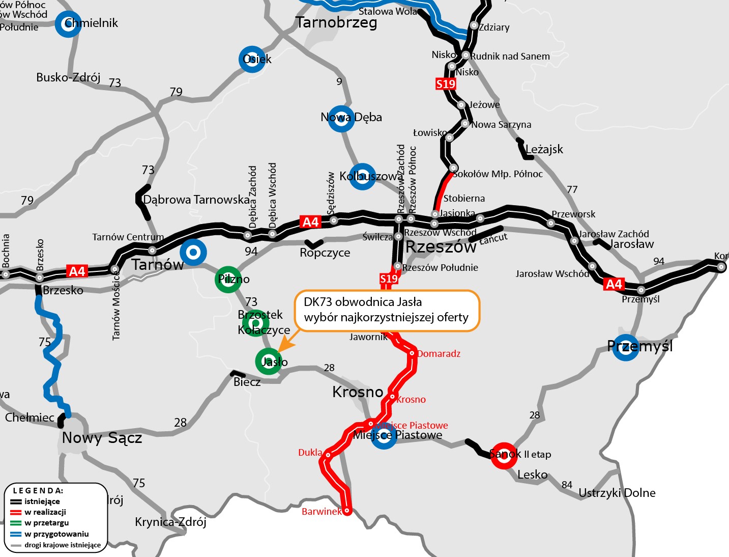 Mapa poglądowa - obwodnica Jasła