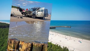 Rozbił się na ostrogach. Wrak straszy na plaży w Łebie