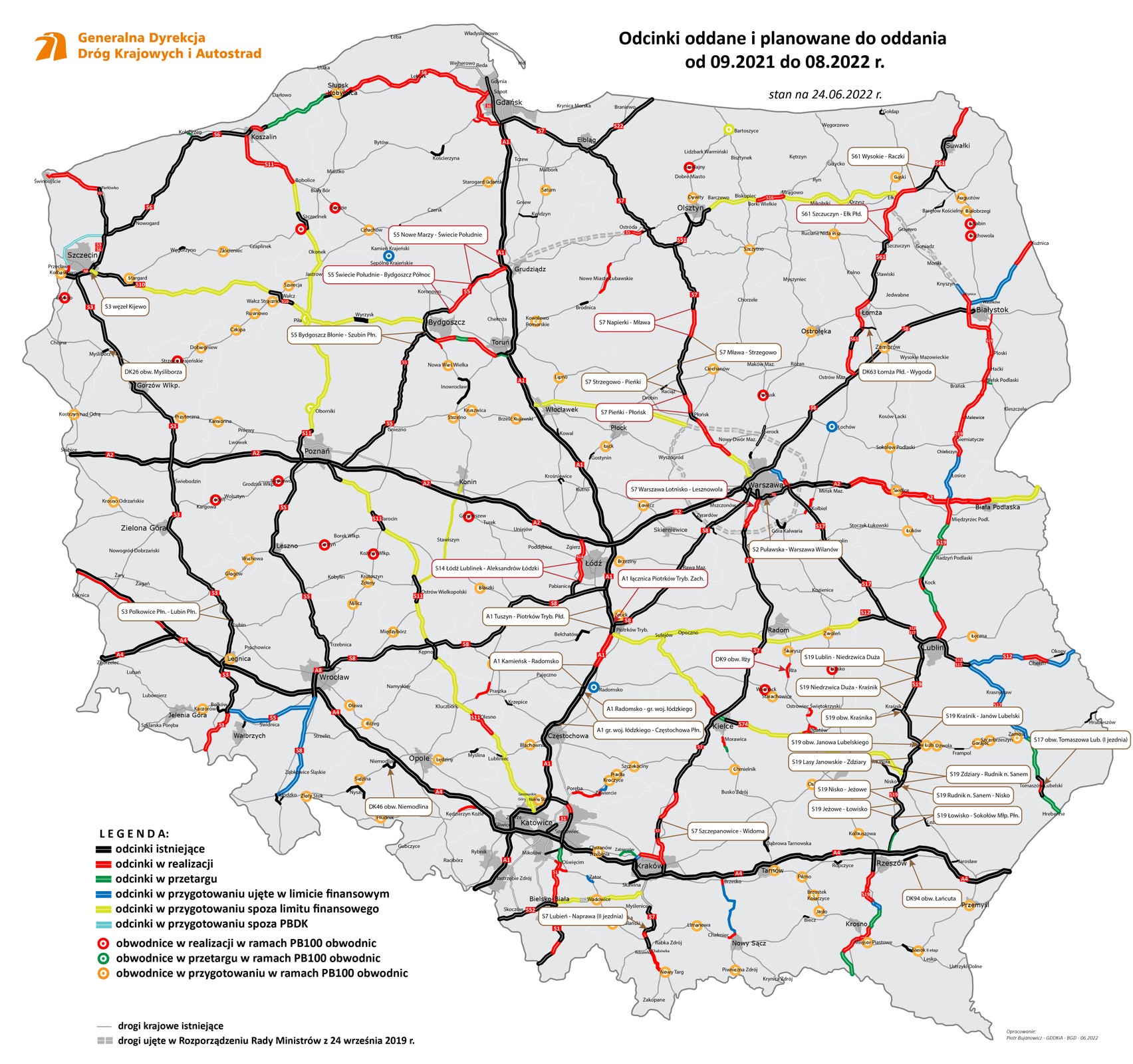 Nowe drogi ekspresowe i autostrady w 2022 r. w Polsce