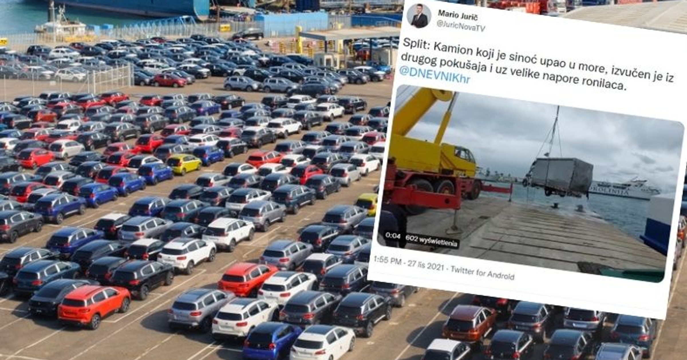 Ciężarówka stoczyła się do wody, bo kierowca nie zaciągnął hamulca ręcznego