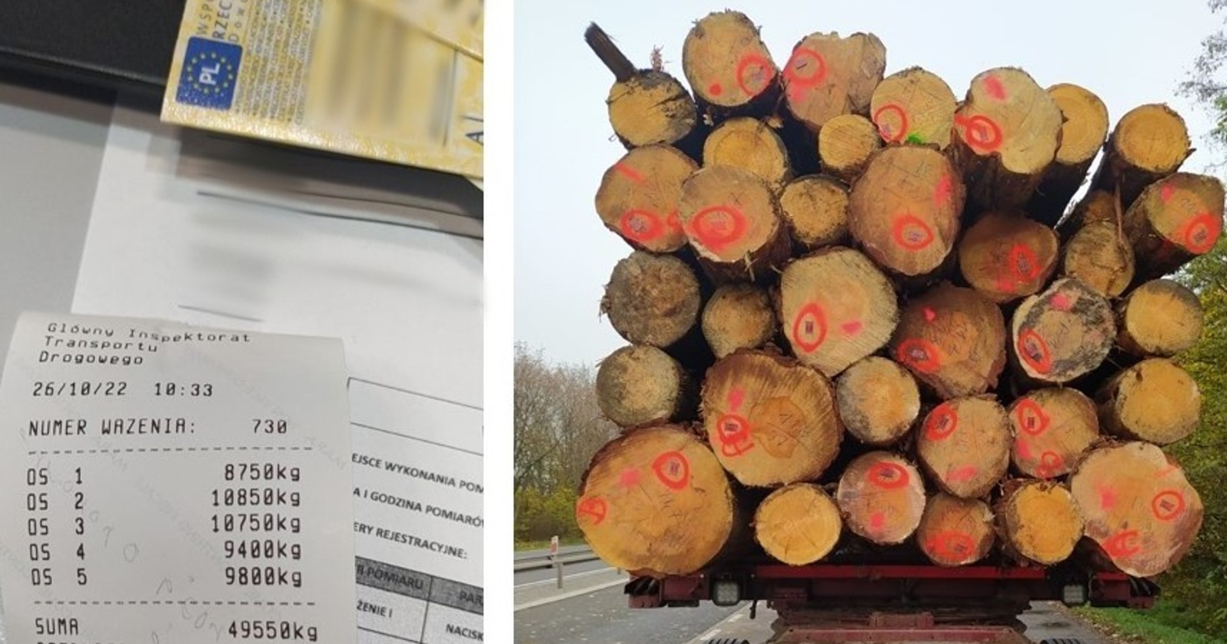 Zbyt ciężki transport drewna