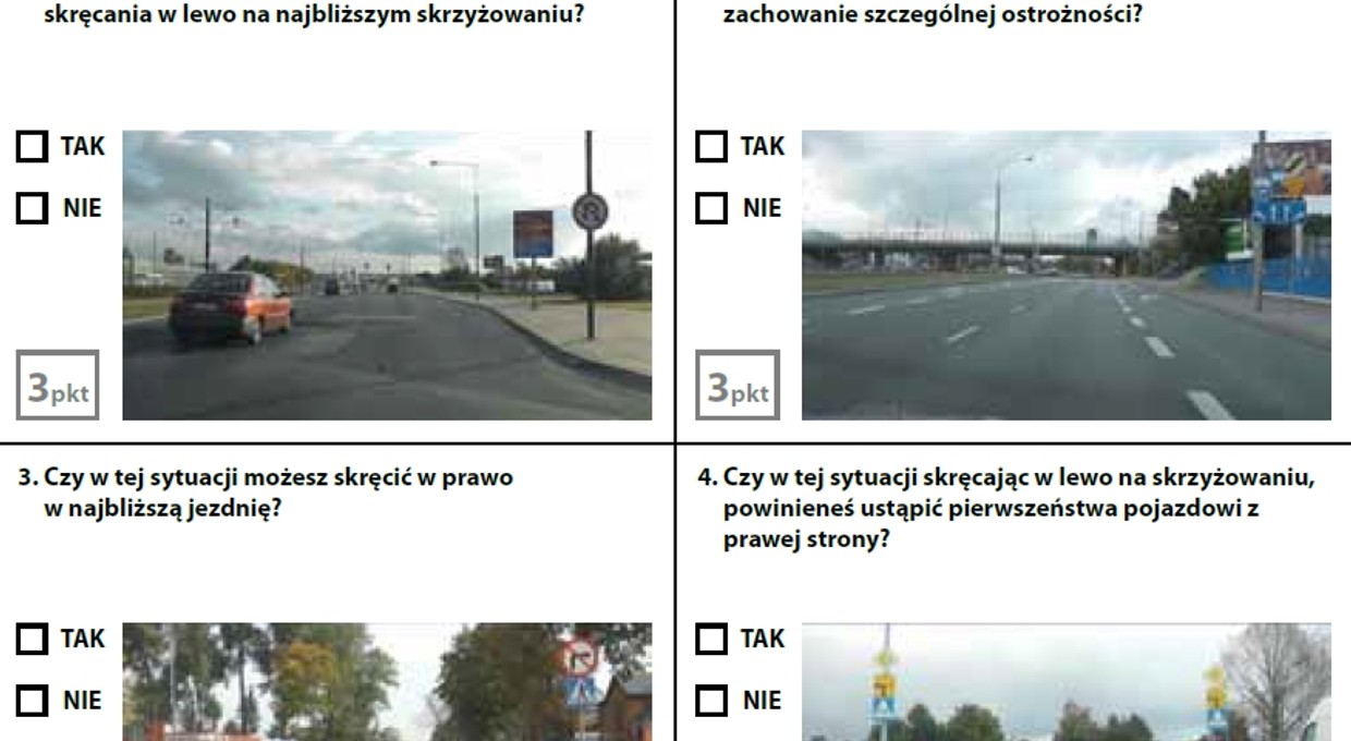 Test próbny na prawo jazdy - zestaw 6