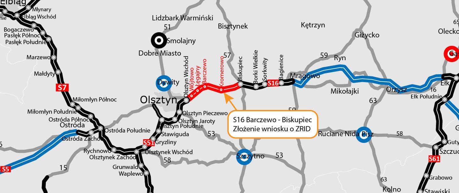 Droga S16 Barczewo - Biskupiec