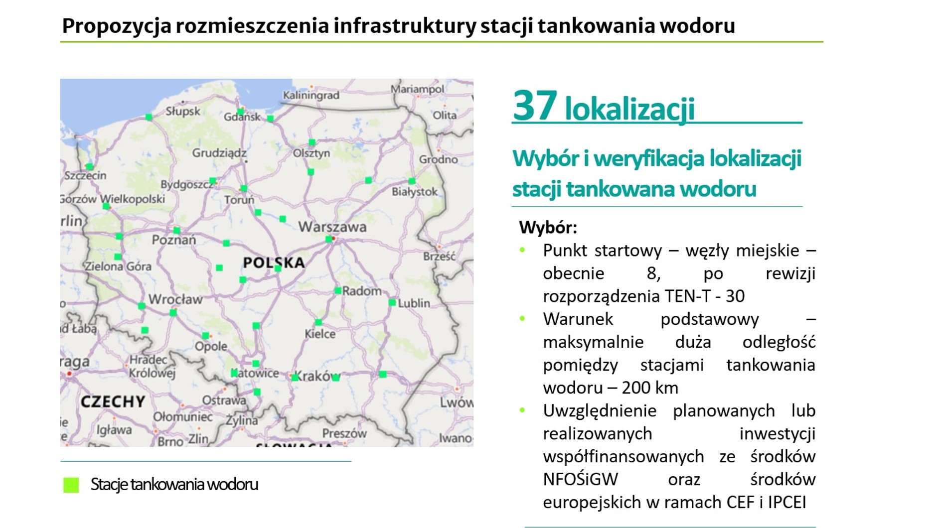 Propozycja rozmieszczenia infrastruktury tankowania wodoru