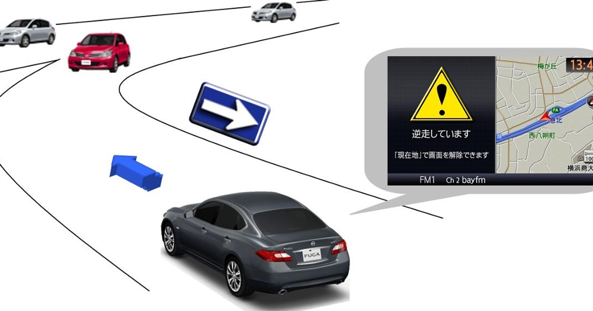Ostrzeganie o jeżdzie pod prąd - pierwszy na świecie system zastosował Nissan