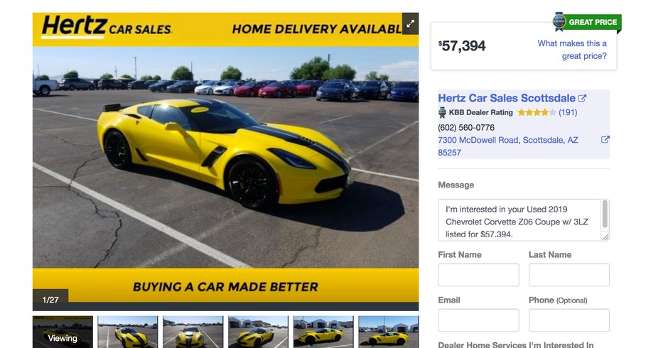 Hertz wyprzedaje Chevrolety Corvette