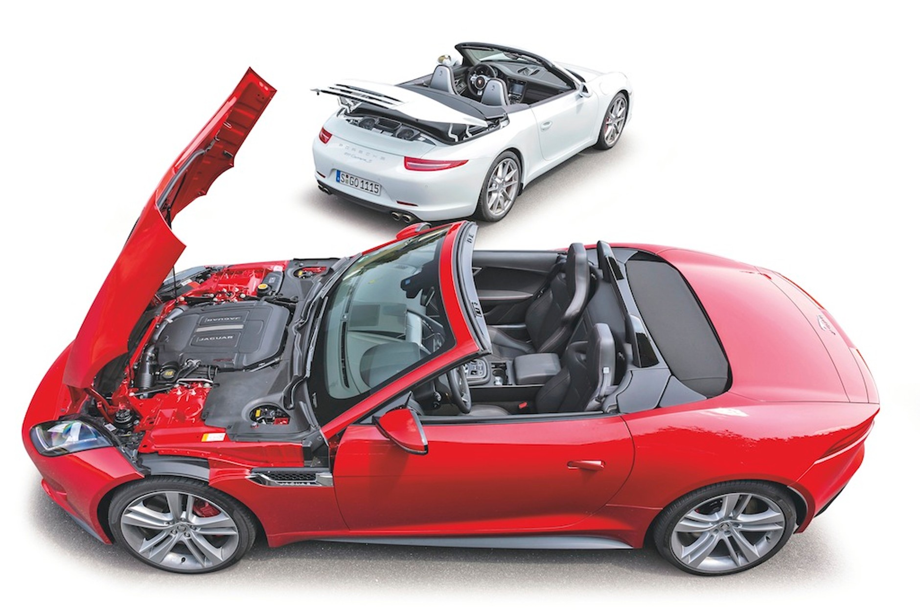 Jaguar F-Type i Porsche 911 Carrera S cabrio