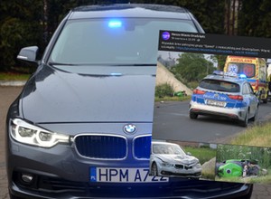 Szalony pościg za motocyklistą. Policyjne BMW roztrzaskane